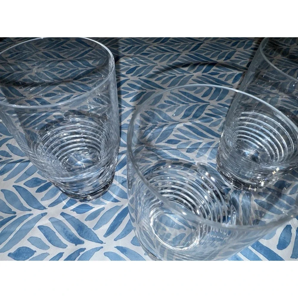 4 Crystal ROGASKA Highball Glasses Rogaska Vortex Drinking Glasses Clear Spiral